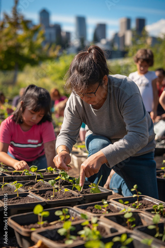 Youth Volunteers Engaging in Community Gardening