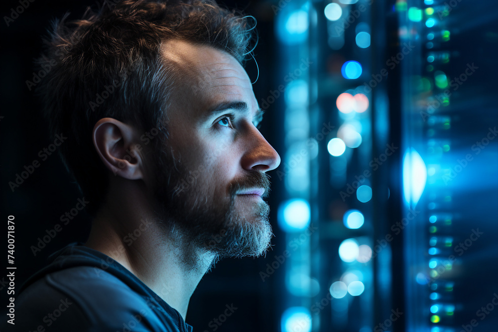 Created with generative AI picture of confident office worker IT specialist system administrator manager Created with generative AI picture of confident office worker IT specialist system administrator manager