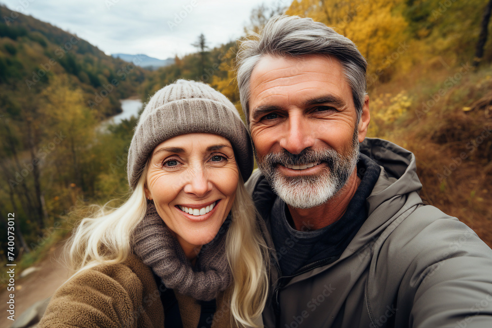 Elderly happy couple enjoying life together styling clothes family portrait Generative AI technology picture image Elderly happy couple enjoying life together styling clothes family portrait Generative AI technology picture image