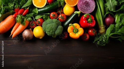 Various vegetables and fruits healthy background.Organic food healthy eating concept