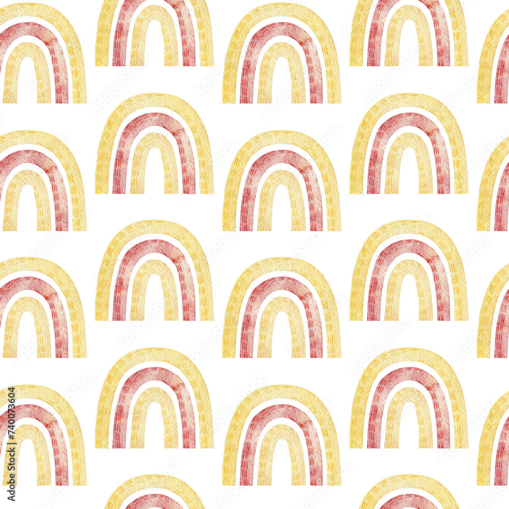 Watercolor seamless pattern with rainbows. Watercolor seamless pattern with rainbows.