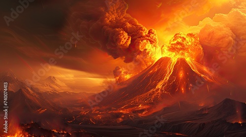 The Etna volcano erupted and spewed molten lava into the atmosphere with force. Generated by AI