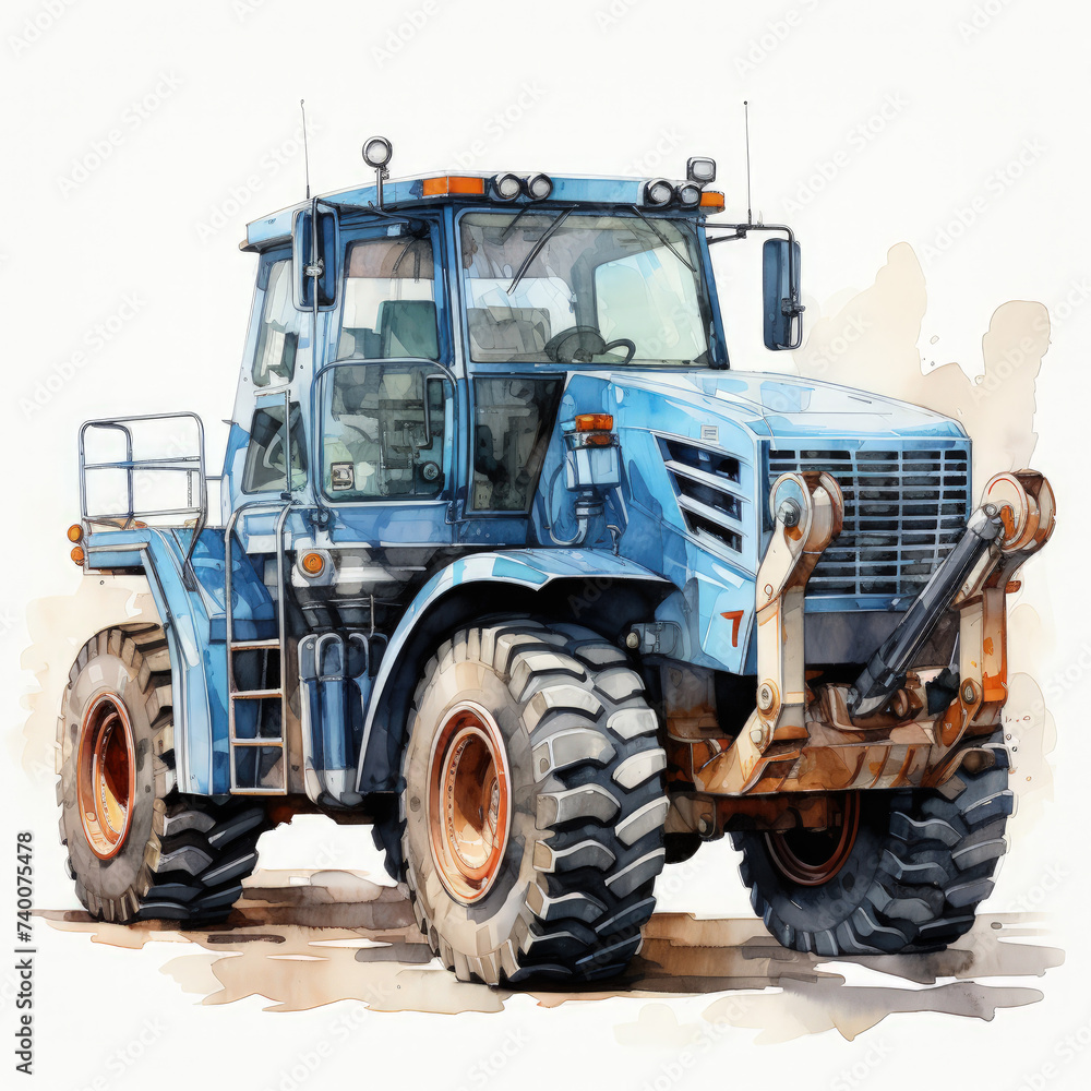 watercolor Construction Vehicle clipart, Generative Ai watercolor Construction Vehicle clipart, Generative Ai
