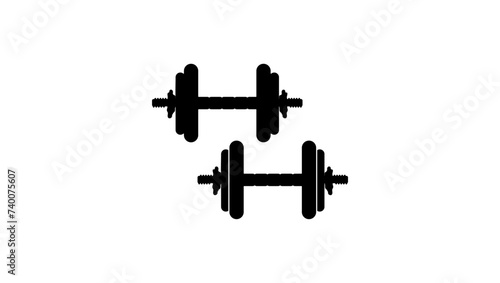Dumbbell sign, black isolated silhouette