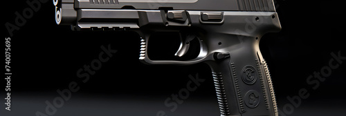 Intense Close-Up of the Tactical FN Five-Seven IOM Handgun in a Controlled Grey Background photo