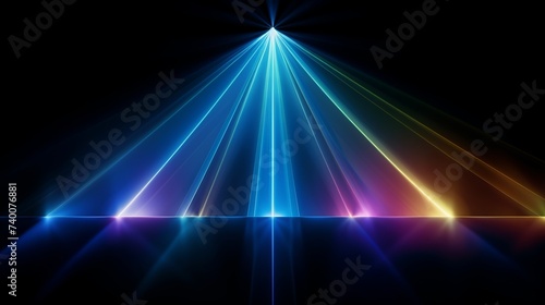 Blue Light Flare Prism Rainbow Light Flares Overlay on Black Background