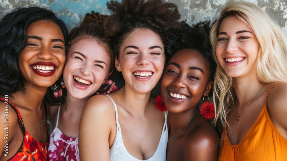 Joyful Unity: Diverse Women Sharing a Laugh Together Joyful Unity: Diverse Women Sharing a Laugh Together