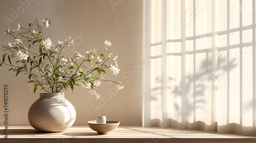 Brown Vase Filled with Flowers near a Window