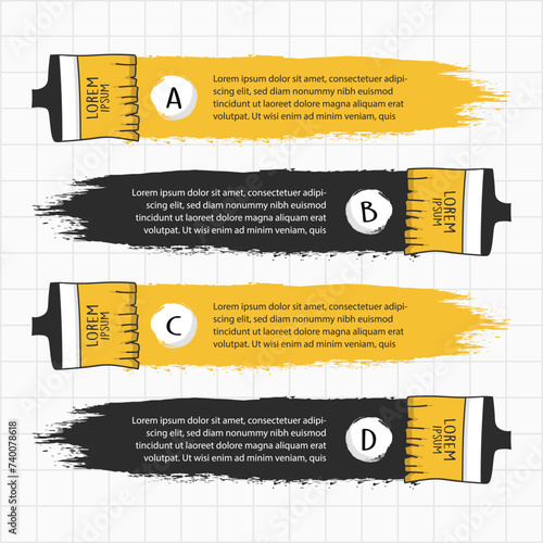 Infographic hand drawn professional steps With Yellow Color and black. Vector illustration.