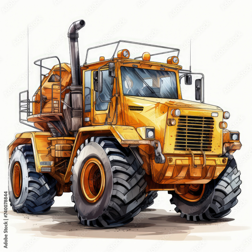 watercolor Construction Vehicle clipart, Generative Ai