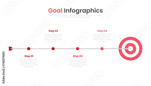 4 Infographic business with bow arrow and target for timeline presentation concept