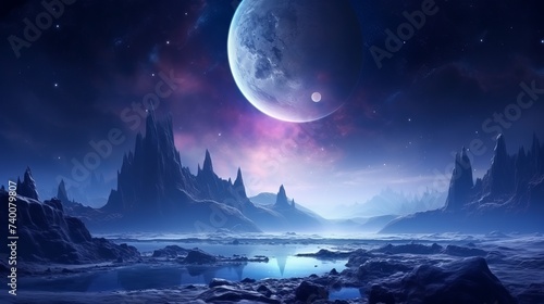 Cosmic landscape, beautiful science fiction wallpaper with endless deep space. © Elchin Abilov