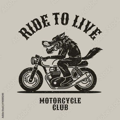 Fox Mascot Motorcycle Badge badge, label, logo, t-shirt graphic in Vintage Hand Drawn vector illustration