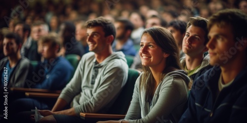 students in college auditorium Generative AI photo