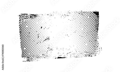 Grunge Abstract Dotted Halftone Banner Retro Paper Print Texture Vector Filter with Transparent Background Rough Collage Element