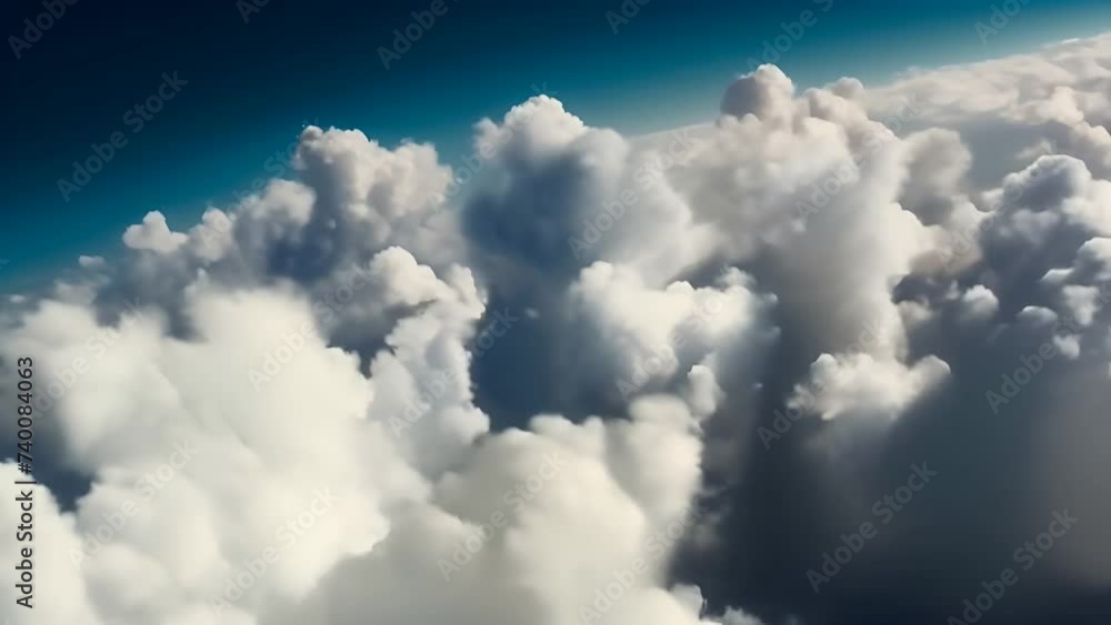 Billowing cumulus clouds dominate the expansive blue sky, casting dramatic shadows and light Billowing cumulus clouds dominate the expansive blue sky, casting dramatic shadows and light