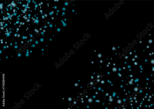 Black background decorated with small blue dots and circles. Create space for adding images  text  and quotes for media design.
