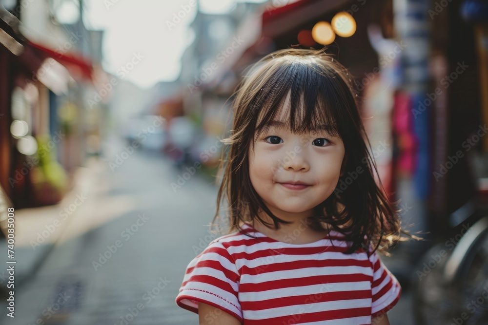 Portrait of cute little girl in the city. Asian child. Portrait of cute little girl in the city. Asian child.