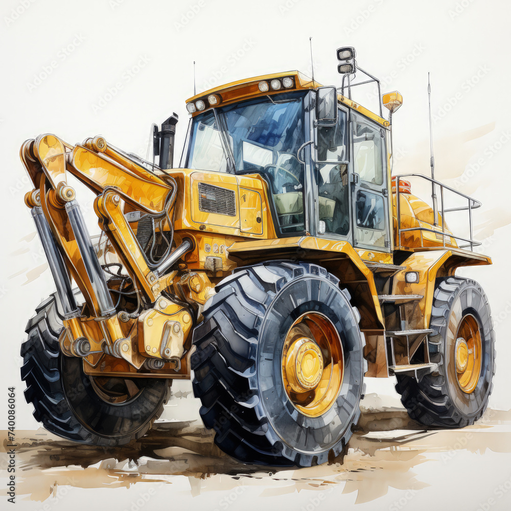 watercolor Construction Vehicle clipart, Generative Ai watercolor Construction Vehicle clipart, Generative Ai