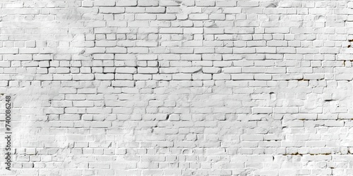 Panoramic background of wide old white brick wall texture. Home or office design backdrop, Generative AI
