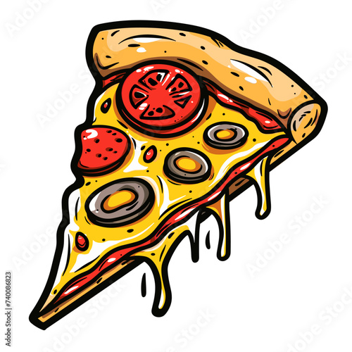 Pizza slice icon. Vector illustration of a slice of pizza.