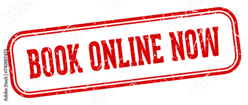 book online now stamp. book online now rectangular stamp on white background