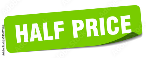 half price sticker. half price label