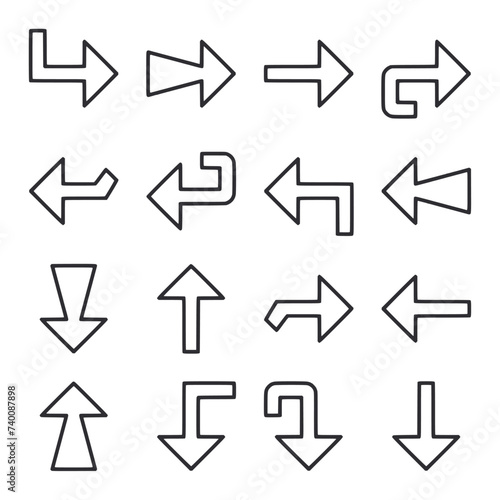 Set of arrow icon for web app simple line basic design