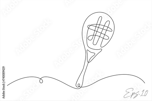 continuous line drawing of badminton racket