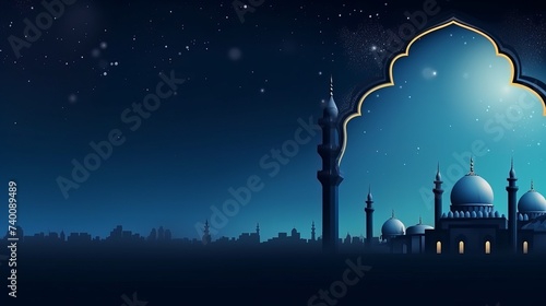 Ramadan Kareem background with  mosque arch photo
