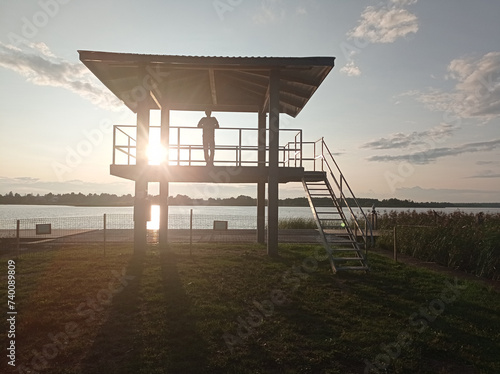 Bird Watch Tower on the lake. Watch tower on Sartai lake, Lithuania. © vaitekune