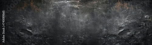 Black anthracite stone concrete texture background panorama banner long. Generative AI photo