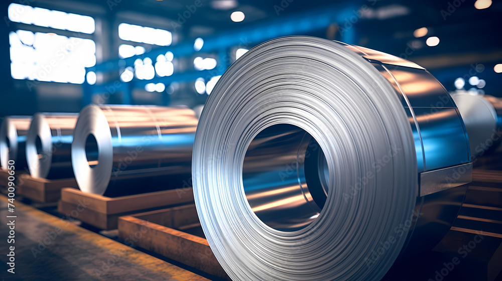 Large aluminum coil, modern aluminum production machinery, business concept and industrial concept Large aluminum coil, modern aluminum production machinery, business concept and industrial concept