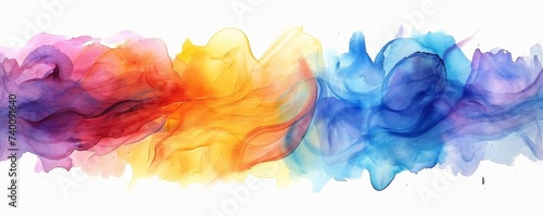 Abstract colorful rainbow color painting illustration texture. watercolor splashes, isolated on white background. Generative AI