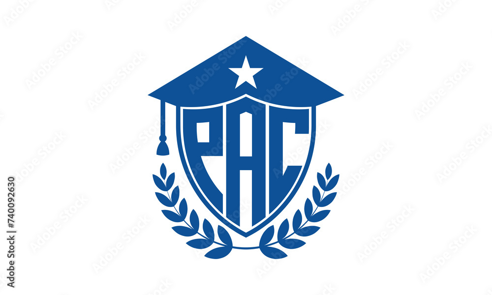 PAC three letter iconic academic logo design vector template. monogram, abstract, school, college, university, graduation cap symbol logo, shield, model, institute, educational, coaching canter, tech PAC three letter iconic academic logo design vector template. monogram, abstract, school, college, university, graduation cap symbol logo, shield, model, institute, educational, coaching canter, tech