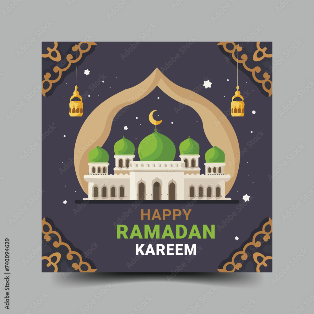 Flat design Ramadan Kareem Mubarak background vector