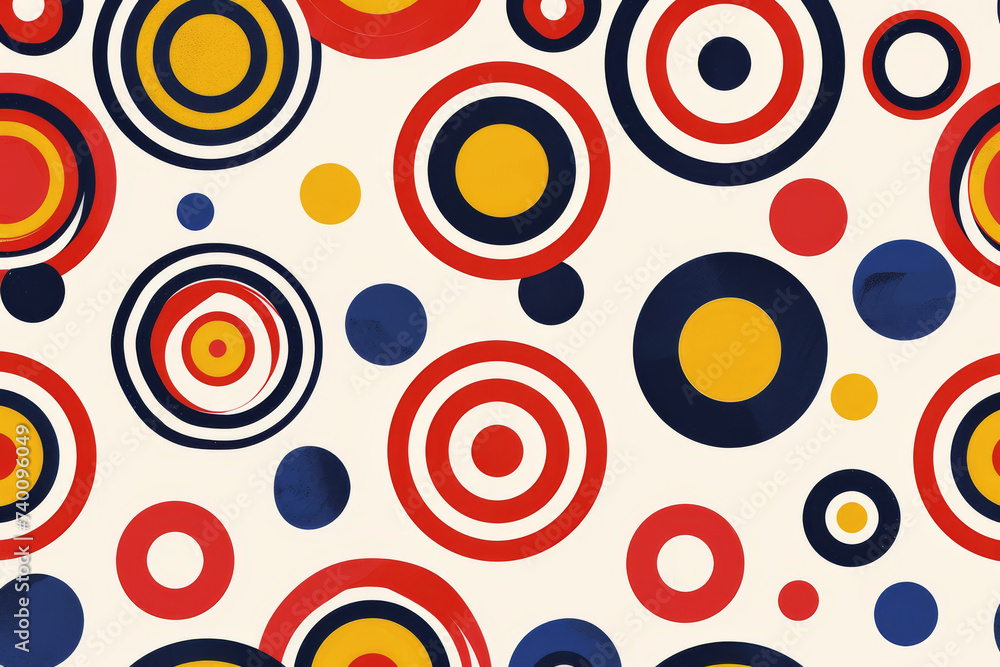 Retro Revival, 1960s Abstract Design with Circles and Perforations