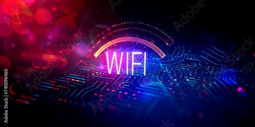 logo with  WIFI  written on abstract background  INTERNET COMPUTER concept