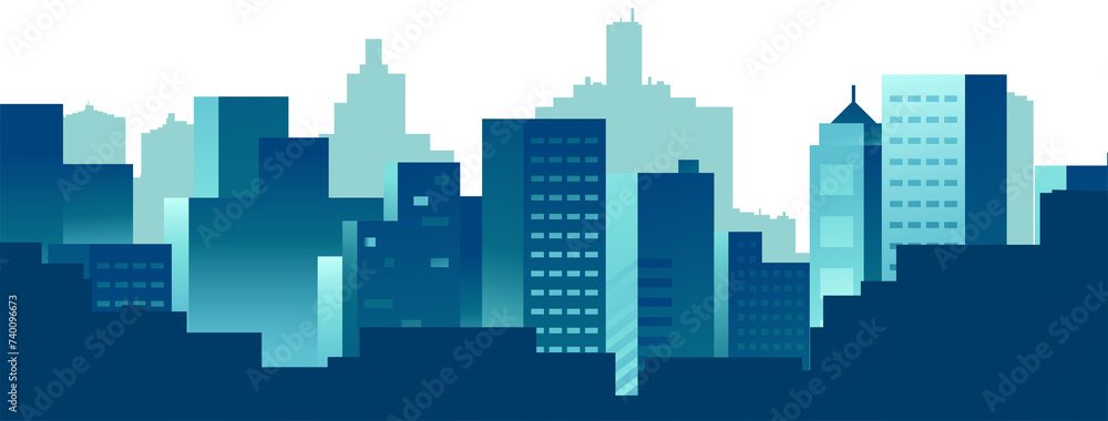 City panorama with cityscape buildings background design.