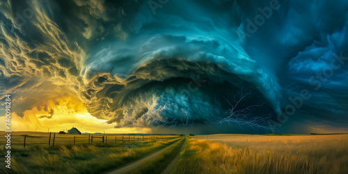 two types of storms and inclement weather in a large picture photo