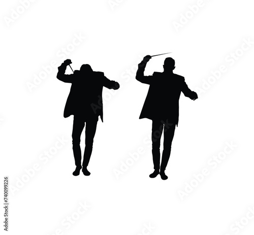 Conductor Silhouette Isolated on White. Music and entertainment industry concept vector art