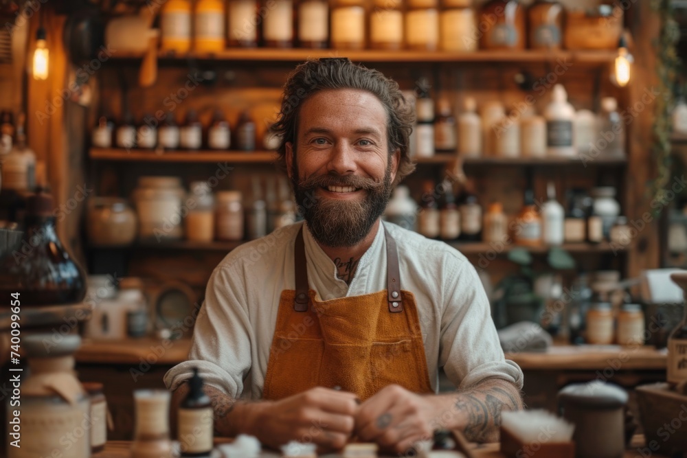 Barber showcasing traditional shaving techniques in a cozy setting Barber showcasing traditional shaving techniques in a cozy setting