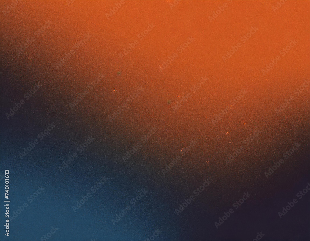 Grainy dark banner poster orange blue background noise texture color gradient copy space