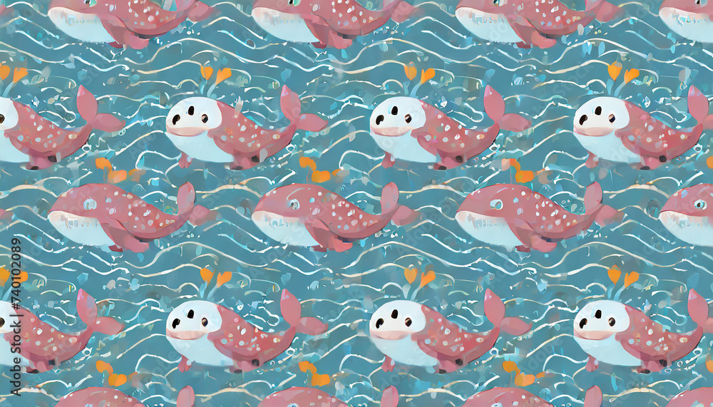 seamless pattern cute cartoon whale in the sea. cute wallpaper for gift wrap paper seamless pattern cute cartoon whale in the sea. cute wallpaper for gift wrap paper