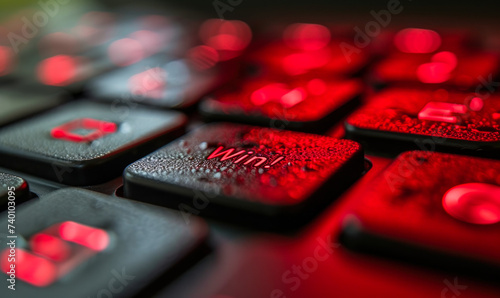 Enter to Win! highlighted red key on a keyboard, symbolizing online contests, giveaways, and the digital engagement in sweepstakes for exciting prizes
