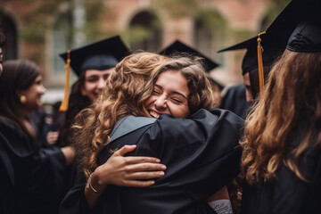 Excited youth graduating from college university school wearing tassel hat prom day Generative AI pic