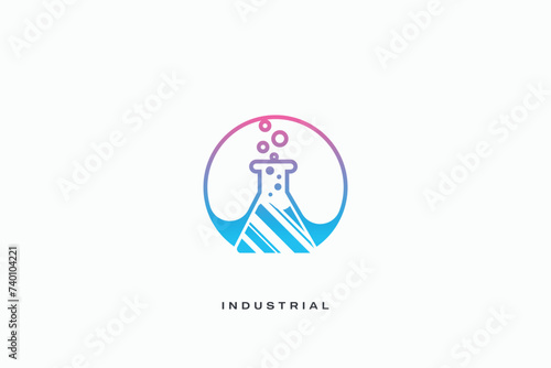 laboratory flask test tube industrial technology vector logo