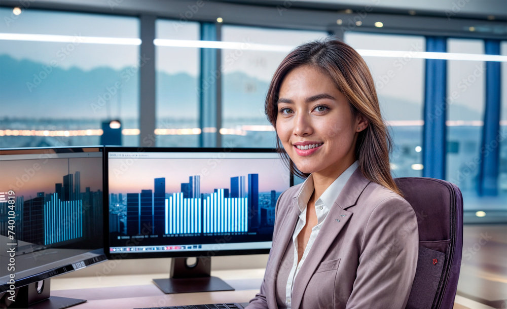 Beautiful asian woman in finance office Beautiful asian woman in finance office