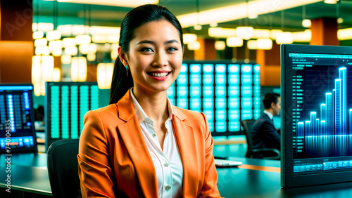 Beautiful asian woman in office