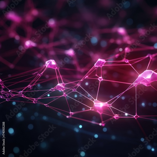 Cyber big data flow. Blockchain Magenta data fields. Network line connect stream © Lenhard